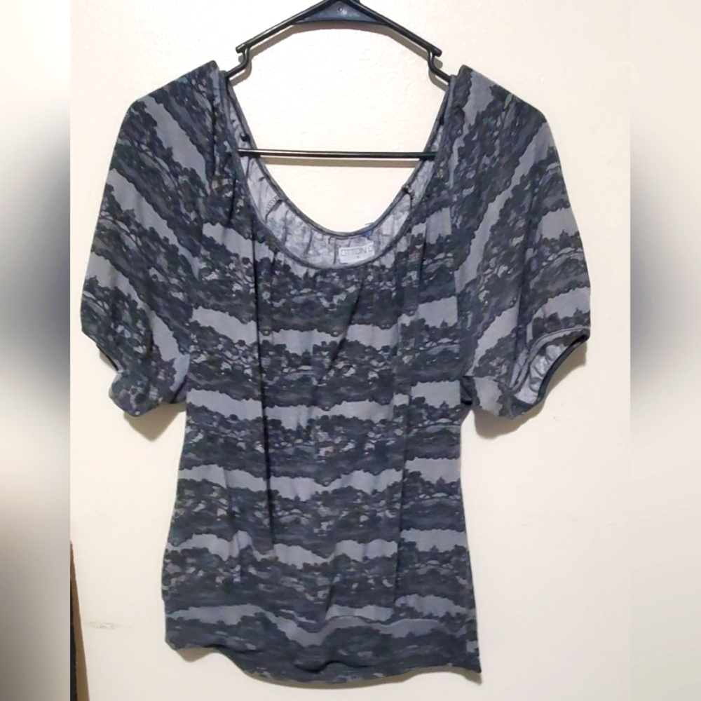 Aa Lacey floral scoop neck blouse